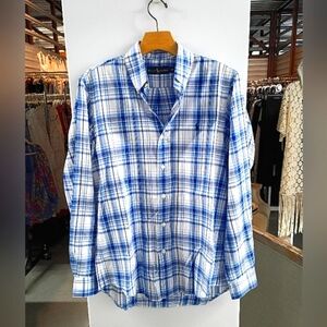 Ralph Lauren Blue and White Casual Button Down Shirt